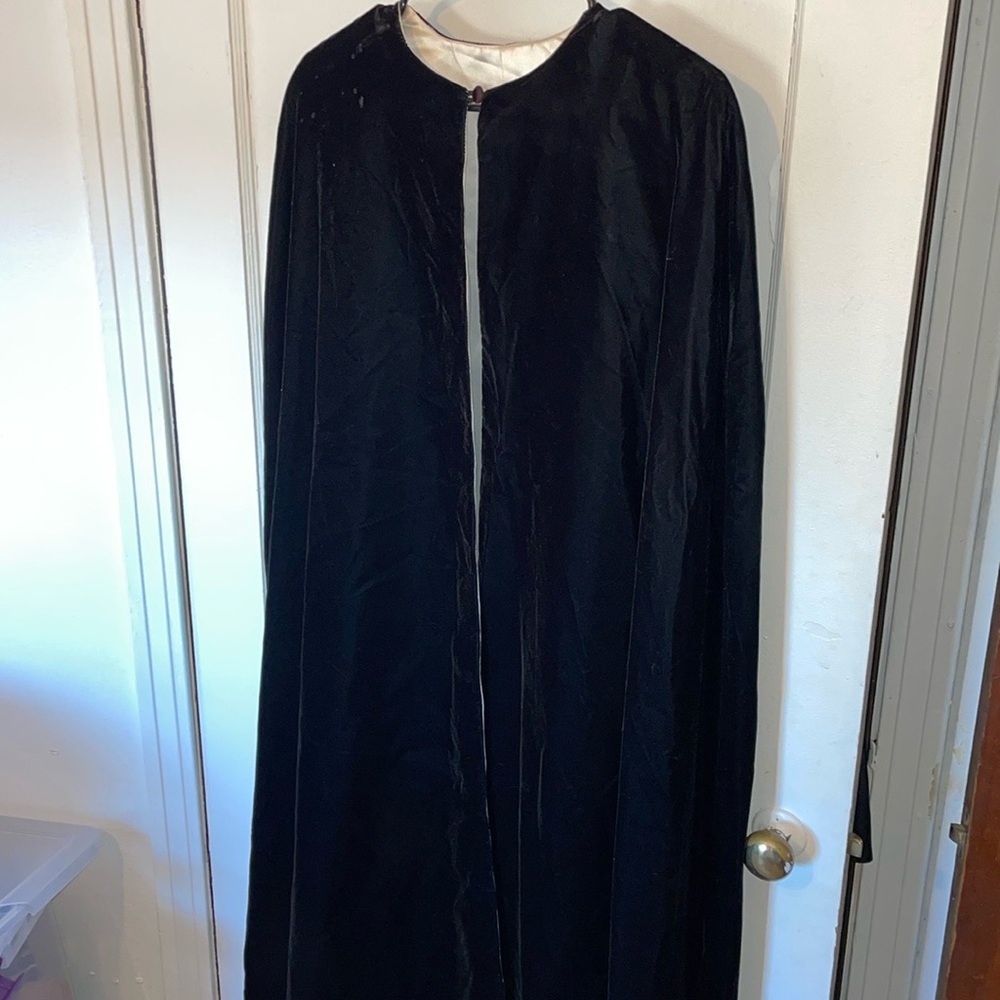 Jessica McClintock Collections Elegant Black Velvet Cape trench long length - Picture 1 of 10